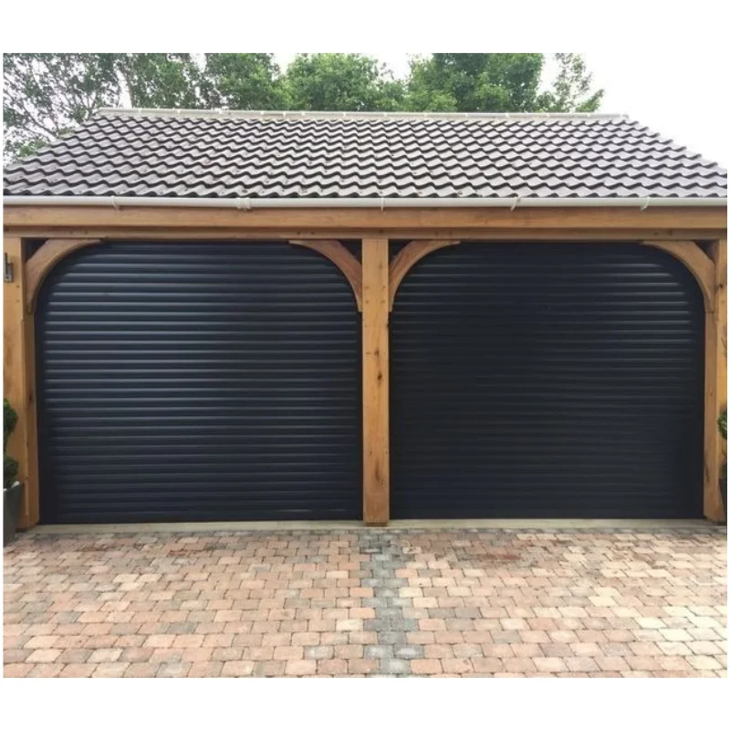 Electric Automatic Residential Garage Door Standard Aluminum Garage Door Frosted Black Sectional