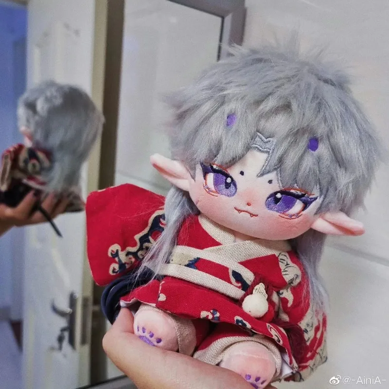 Cotton doll with no attributes, cool and handsome guy, gray rabbit hair 20cm, skeleton in stock
