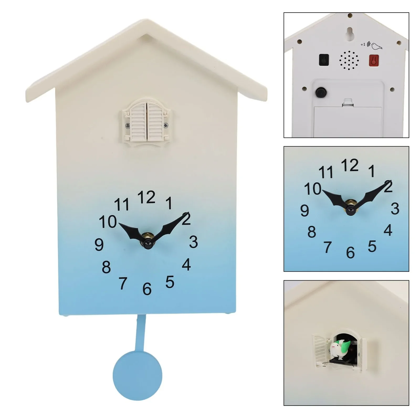 Cuckoo Clock With Cuckoo Bird Voices Pendulum Modern Battery Operated Hourly New
