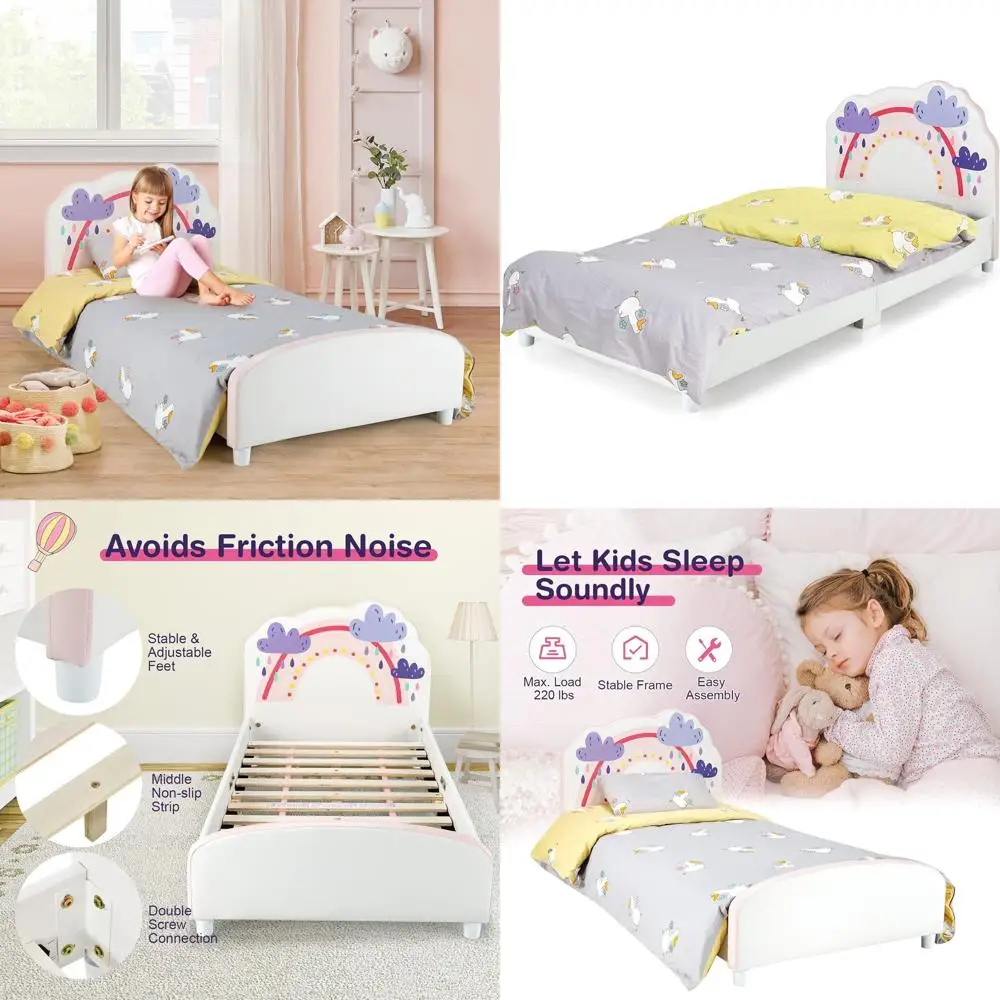 

Детская деревянная кровать-платформа «Радуга» с ламельным основанием, не требует пружинного блока