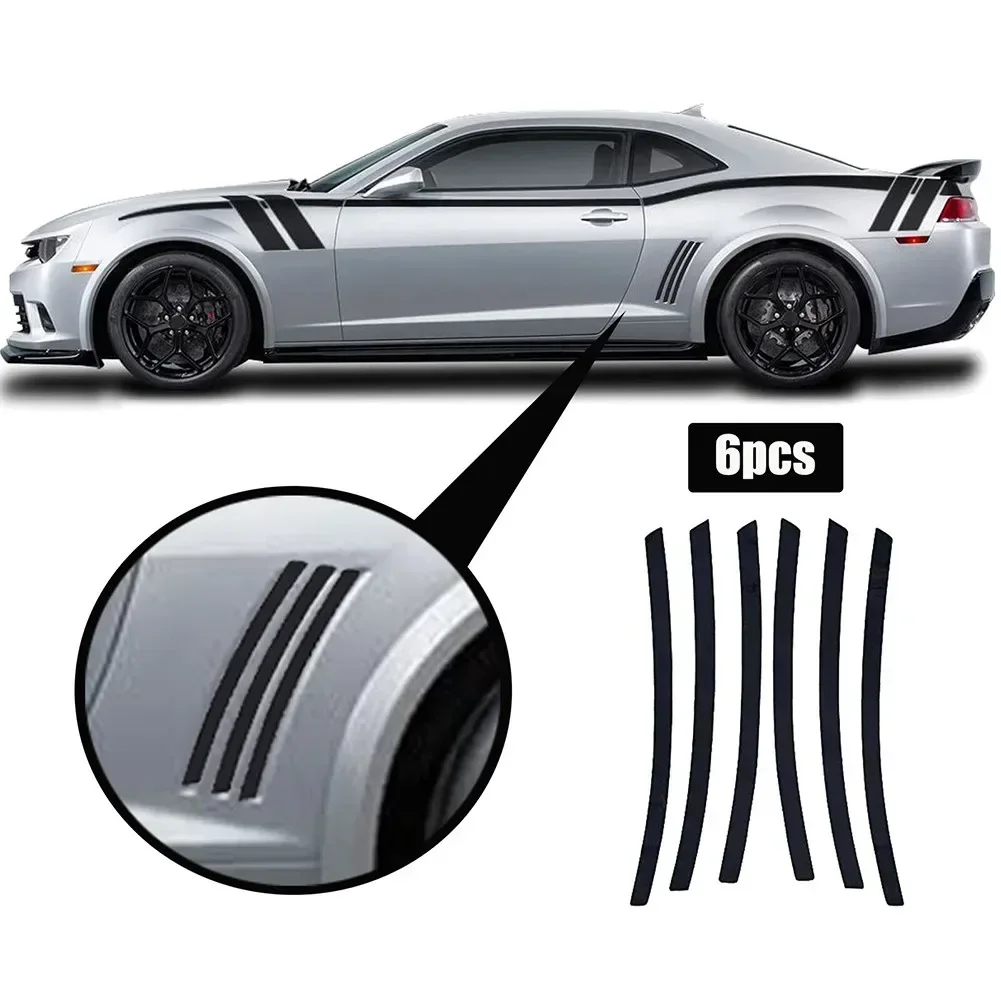 VERYUS 6pcs Car L&R Side Vent Insert Stripe Decal Inlay Sticker For 2010-2015 Chevy Camaro Side Stripe Panel Skirt Window Sticke