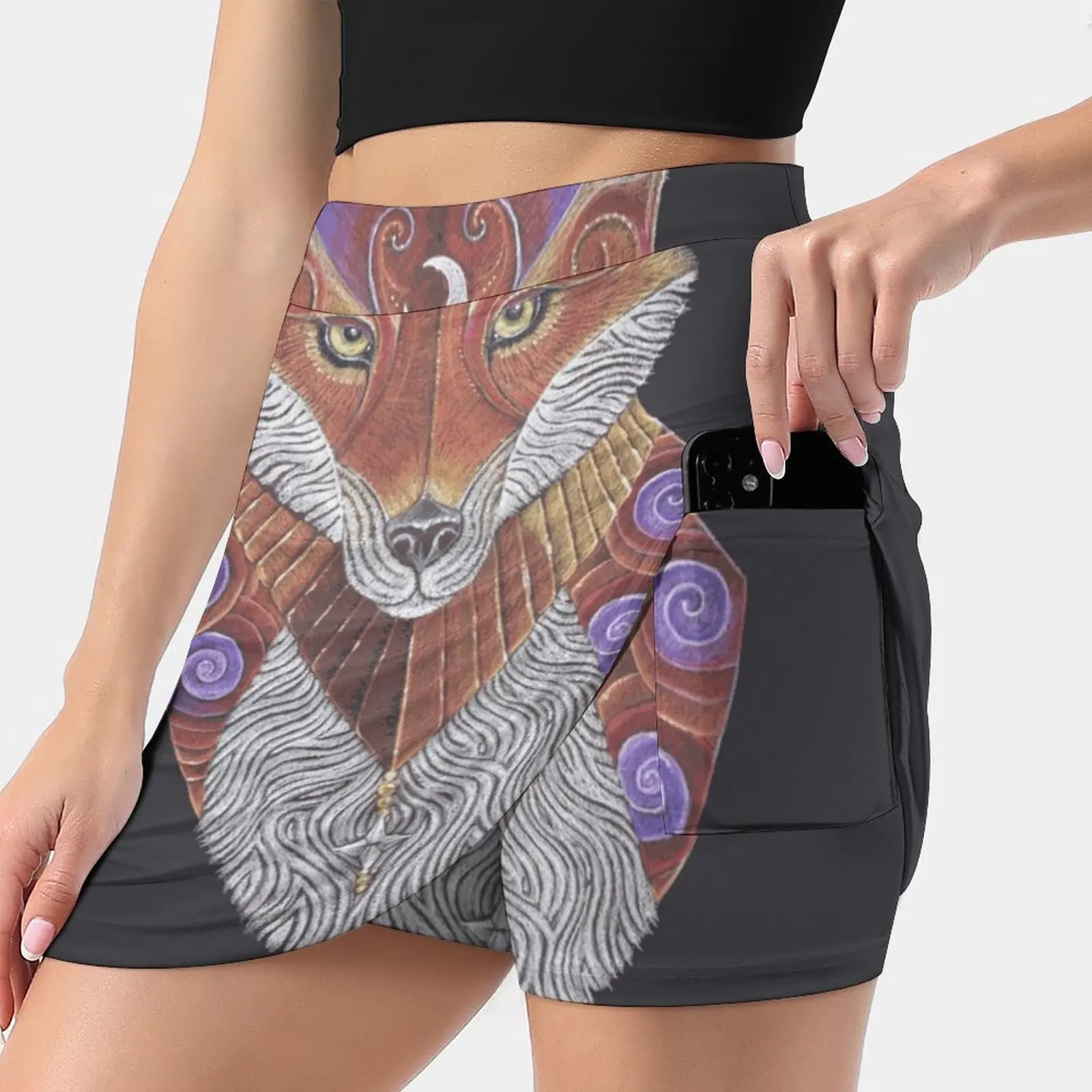 Fox Totem Women Sports Skirt Tennis Golf Dance Fitness Running Yoga Skirts Spirit Animal Fox Spirit Animal Fox Totem Fox Fox