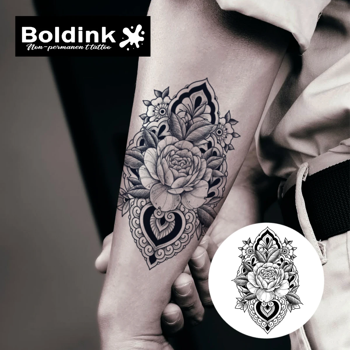 Boldink Non-Permanent Tattoo Stickers Are Fragrant and Flowery. Female Tattoos Are Waterproof for 1-2 Weeks.