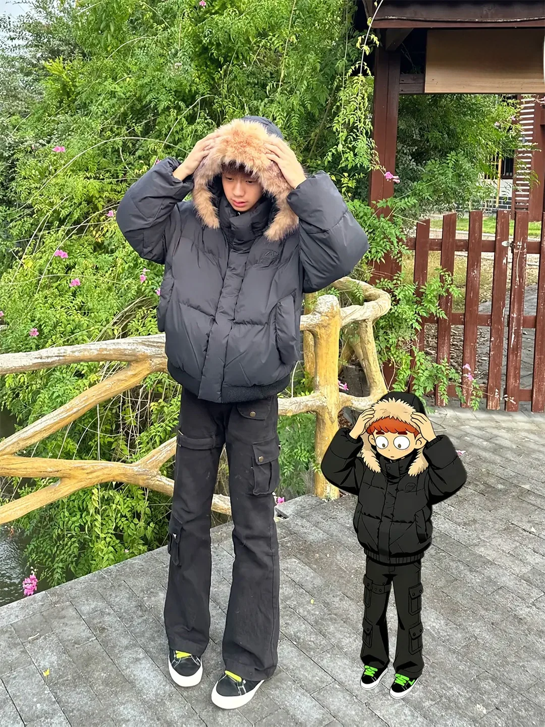 

Bla Detachable Fur Collar Thiened Warm Cotton Jaet Men's Autumn Winter Hooded Zipper Closure Casual Sle Cleanfit Coat