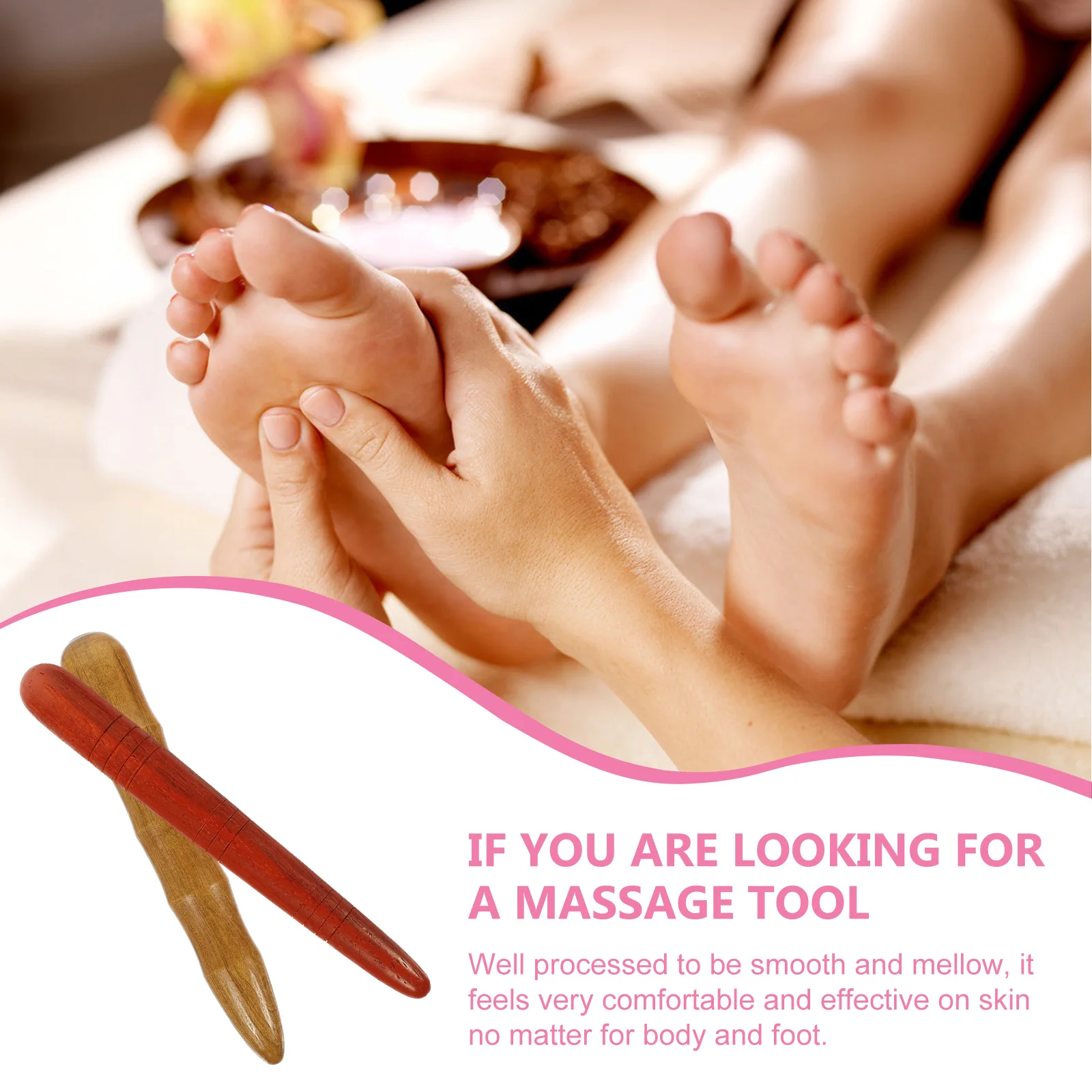 

2pcs Foot Massage Sticks Natural Wood Acupoint Massagers Manual Tools For Meridian Relaxation Pressure Sole