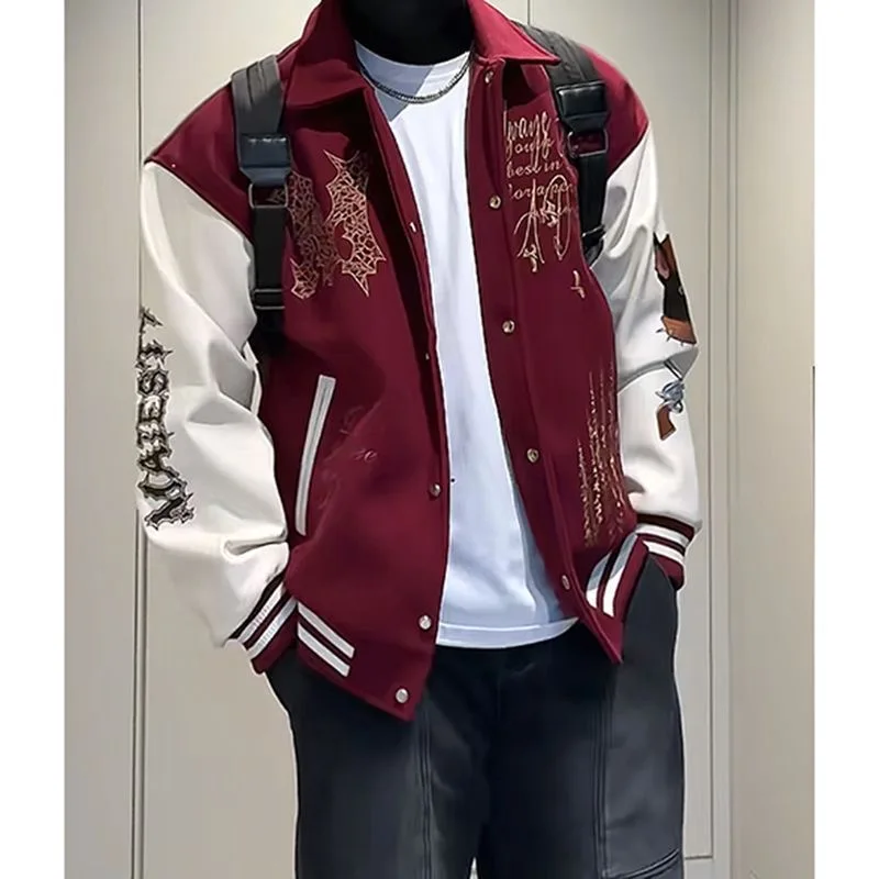 

American Sle Retro Embroidered Baseball Jaet Men's Spring Autumn Loose Casual Versatile Jaet Top for Youth