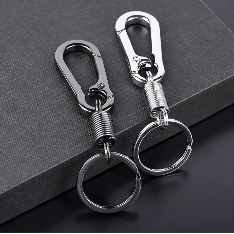 Spring Keychain Climbing Hook Car Keychain Simple Strong Carabiner Shape Keychain Accessories Metal Vintage Keychain