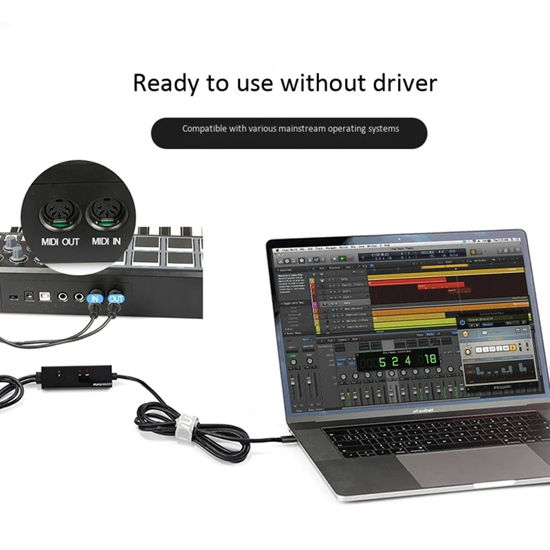SMIEA DOREMiDi MTU-11 MIDI to USB C Type C Cable USB MIDI Converter with Indicator Light for MacBook Android