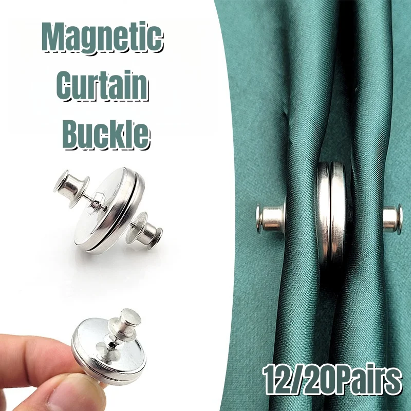 12/20 Pairs of Curtain Magnet Ties with Back Nails Modern Simple Suitable for Bedroom Office Curtain Magnetic Button Accessories