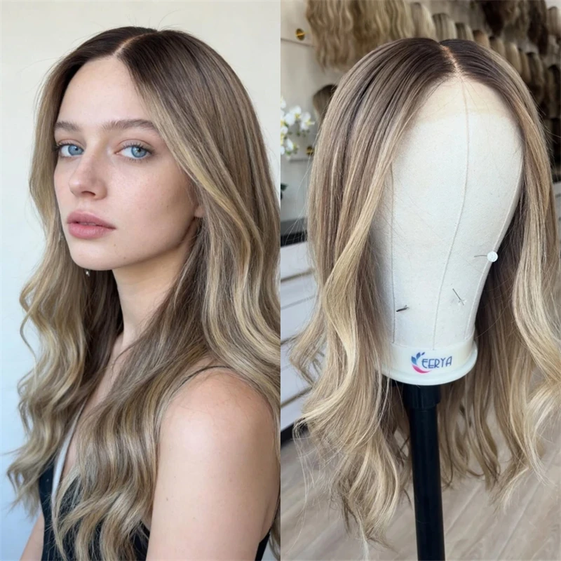 

Парик омбре блонд-коричневый с HD-кружевом, высококачественный синтетический термостойкий парик для женщин (белых и черных), супер натуральный, густой, с высокой плотностью