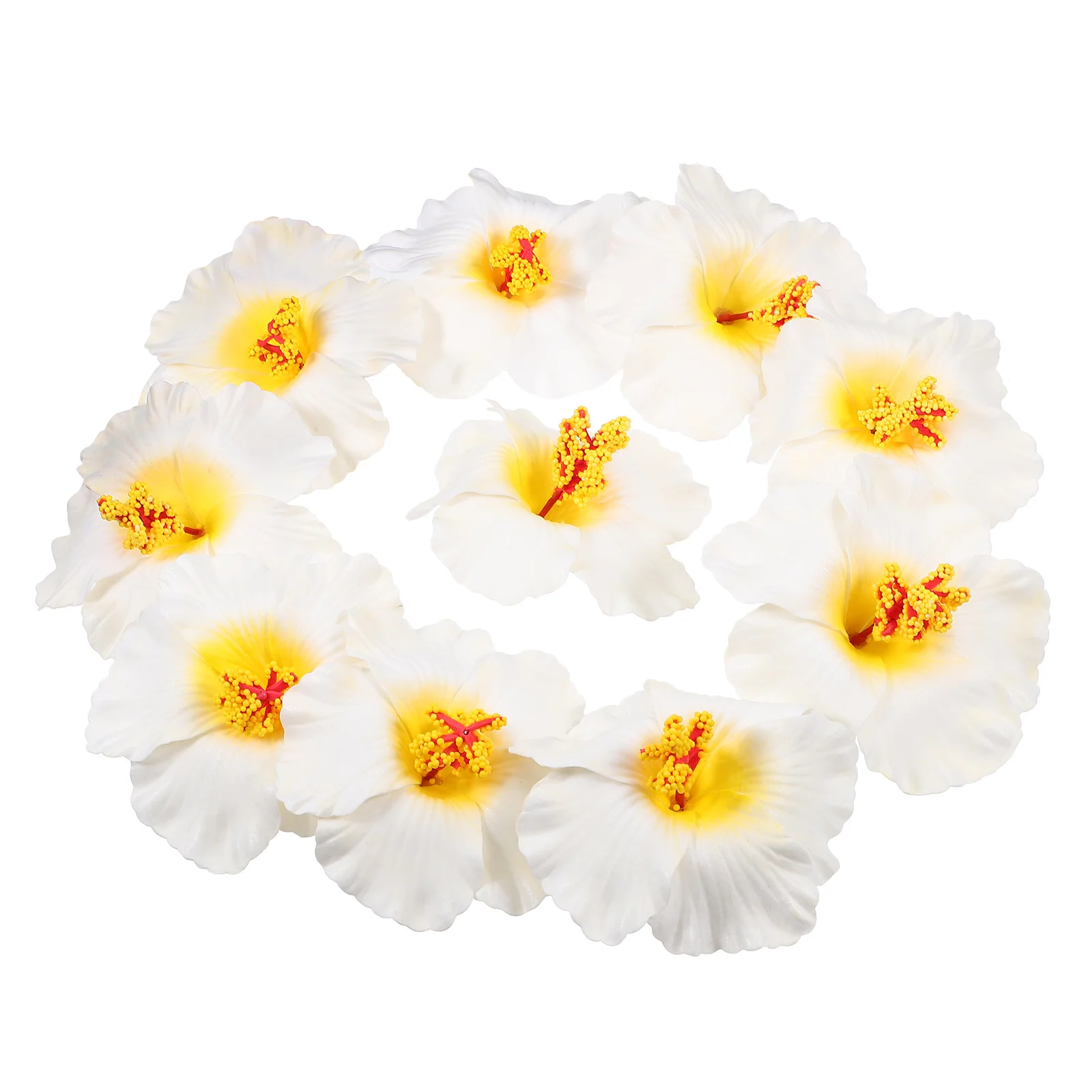 

10pcs Artificial Flower Decorations Hibiscus Fake Flowers For Home Party Tropical Diy Hawaiian Theme Centerpieces