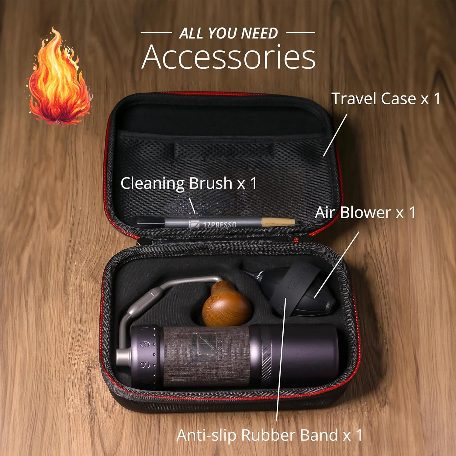 

J-Ultra Manual Coffee Grinder Iron Gray, Conical Burr, Foldable Handle, Magnet Catch Cup Capacity 40g, Numerical Adjustable