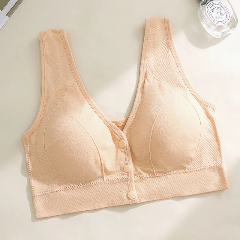 New Women's Nursing Bra Wire-Free and Breathable Pregnant Moms Adult Anti-Sagging Sleepwear Front-Fasten Nursing Bra Comfortable