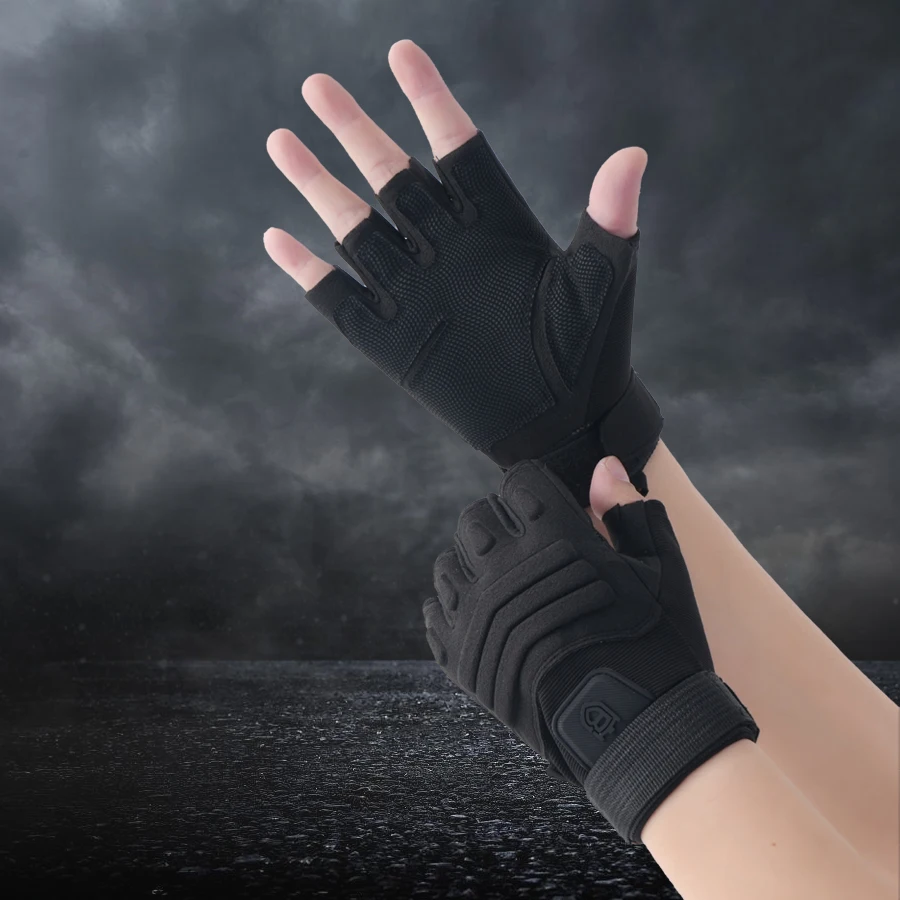 Fitness Half Finger Gloves for Men, Outdoor Tactical Training, Combat, Rolling Iron, Horizontal Bar, Wear resistant, Anti slip M