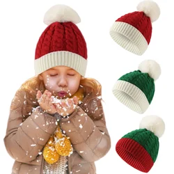 Adult Kids Cute Fluffy Balls Christmas Knitted Hat Winter Beanie Santa Hat New Year Party Kids Gift Navidad Noel Xmas Decoration