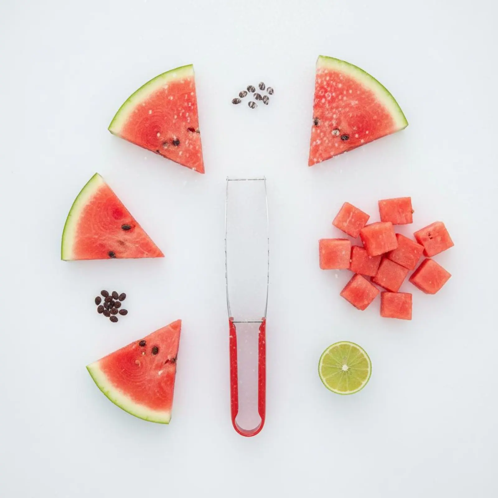 Watermelon Cube Cutter Food Grade Material Watermelon Cube Cutter Stainless Steel Fruit Corer Comfortable Grip Kitchen Gadget view 5
