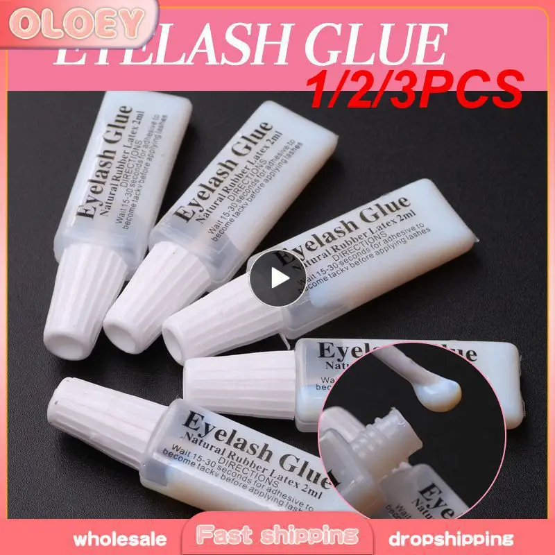 Colle à Cils Blanc Laiteux Imperméable et Durable, vaccage Rapide, Maquillage Adhésif, Sans Irritation, 2ml, 1/2/3 Pièces