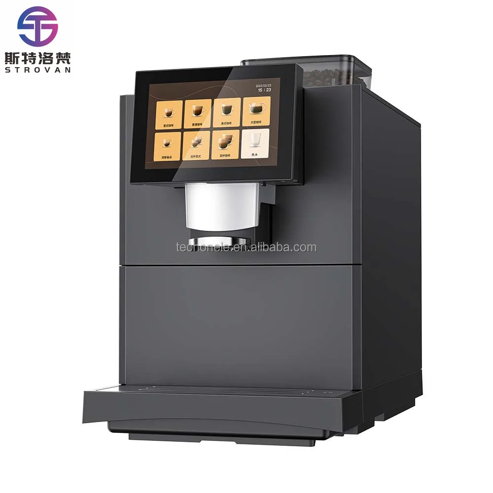 

7-дюймовая полностью автоматическая кофеварка для эспрессо, программируемая машина из нержавеющей стали с сенсорным экраном, электрическая 220 В для использования в автомобиле, в отеле