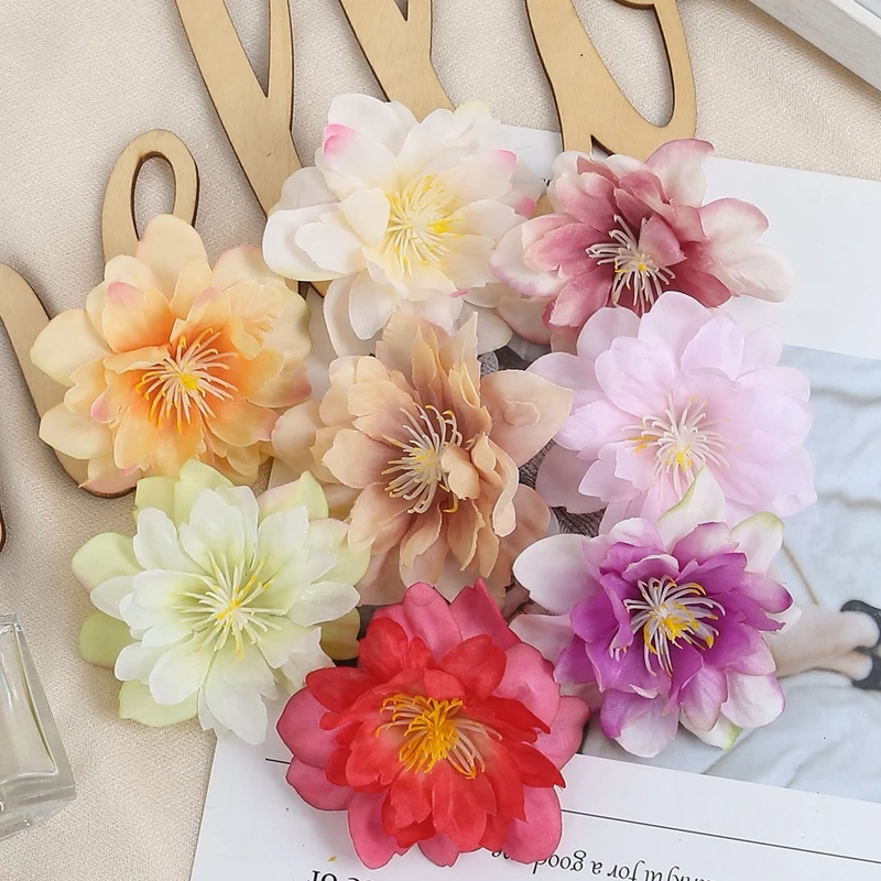 10/20 sztuk sztuczne główki kwiatów 7cm sztuczny kwiat do wystroju pokoju w domu ogród dekoracje ślubne DIY Craft Garland akcesoria do prezentów — zdjęcie 4