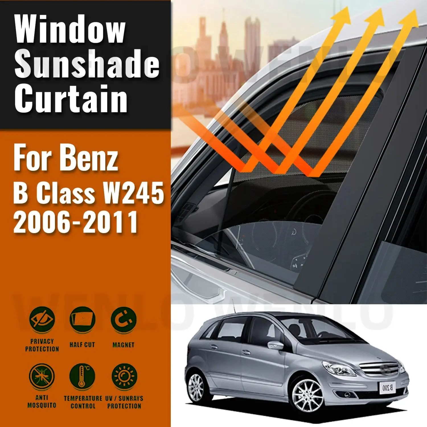 

For Mercedes Benz B Class W245 2006-2011 Magnetic Car Sunshade Front Windshield Frame Curtain Rear Side Window Sun Shade Visor