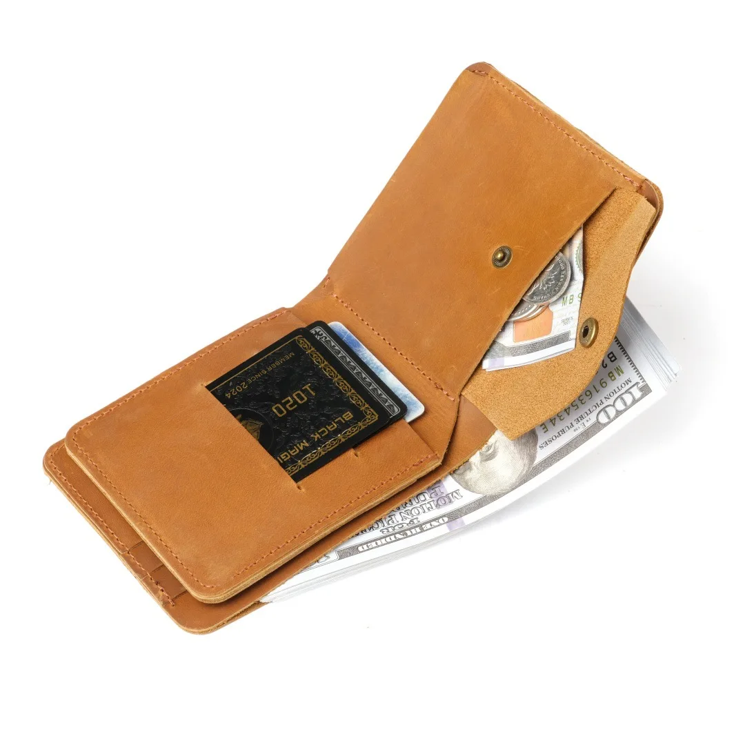 Men's genuine leather 30% off, dollar clip, change bag, cowhide anti-theft brush wallet, wallet, retro and fashionable.
