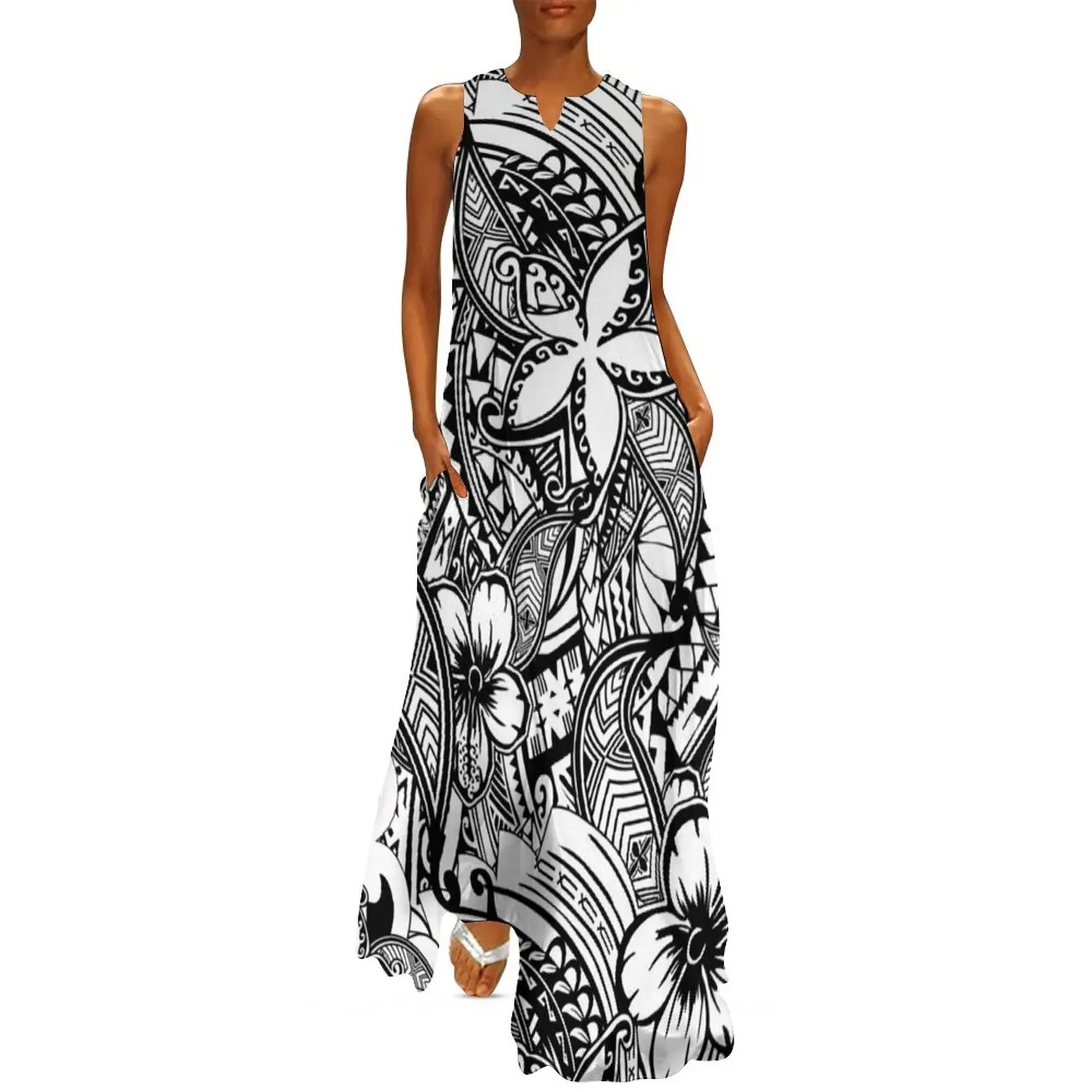 

It's Not Always Black Or White Polynesian Tattoos Long Dress evening dresses ladies Elegant gown Dress