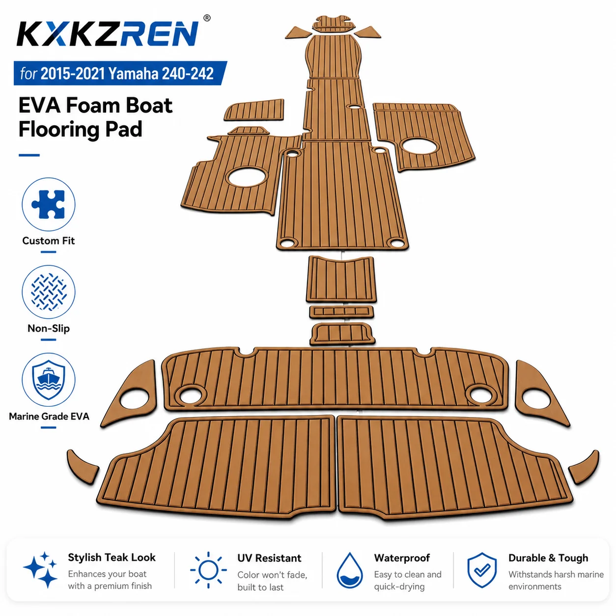 KXKZREN EVA Foam Boat Flooring Pad for 2015-2021 Yamaha 240 242 Custom Fit Non-Slip Marine Deck Mat Cockpit Swim Platform Kit