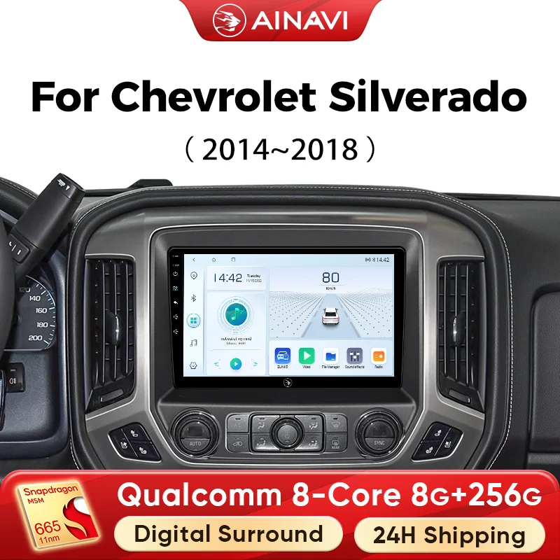 Ainavi Car Multimedia Player For Chevrolet Silverado 3 GMTK2 2014 2015 2016 2017 2018 Wireless Carplay Android Auto 4G Wifi 2DIN