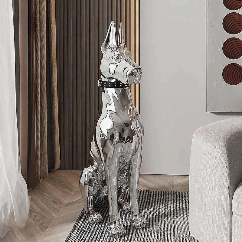 Metal Sculptures Modern Home Accessories Interior Ornaments Living Room Dobermann Decorations for Home Original and Funny Gifts