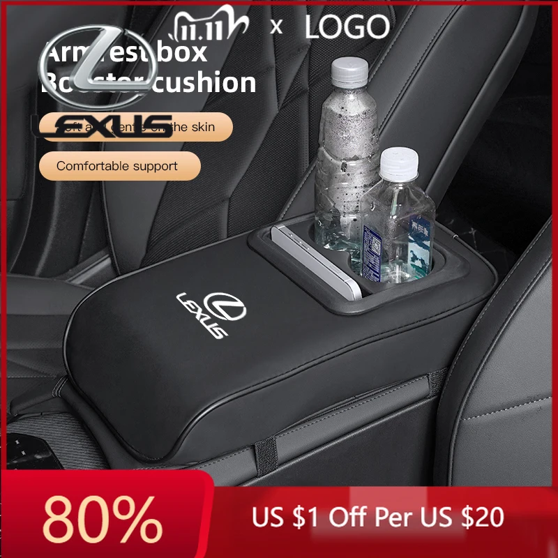 

2026 Hot Interior Stickers With 2 Cup Holder Auto Center Console Armrest Cushion PU Leather Armrest Pad For Lexus IS250 IS200 CT