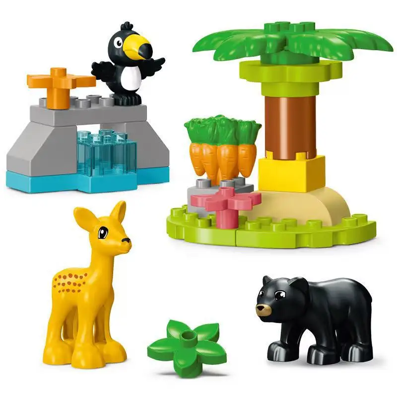 21pcs/set Creative Forest Animals Series Large Particle Building Blocks Early Education Puzzle Toys For Children Christmas Gifts