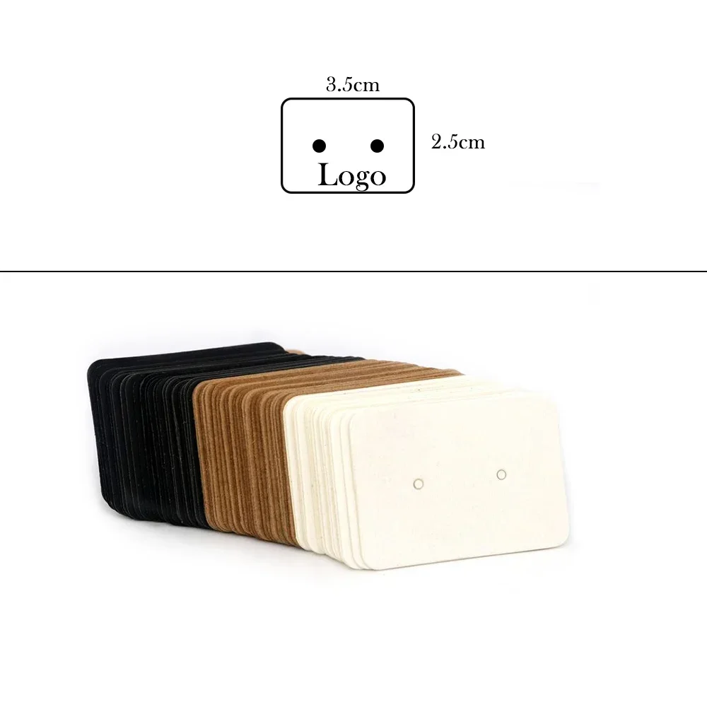 100 stuks, 19 maten, wit, zwart, bruin, kraftpapier, op maat gemaakte kartonnen displaykaarten voor sieraden, oorbellen, kettinghouders, verpakkingsdozen - afbeelding 1