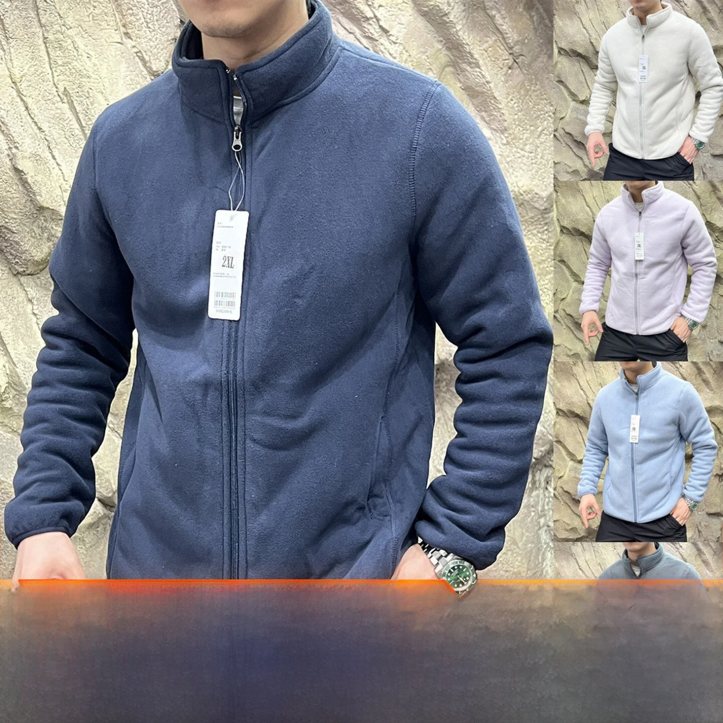 Warm Fleece Jacket for Men And Women Couple Coats Standard Fit Double Layer Polyester Fiber Long Sleeve Zipper Closure Casual...