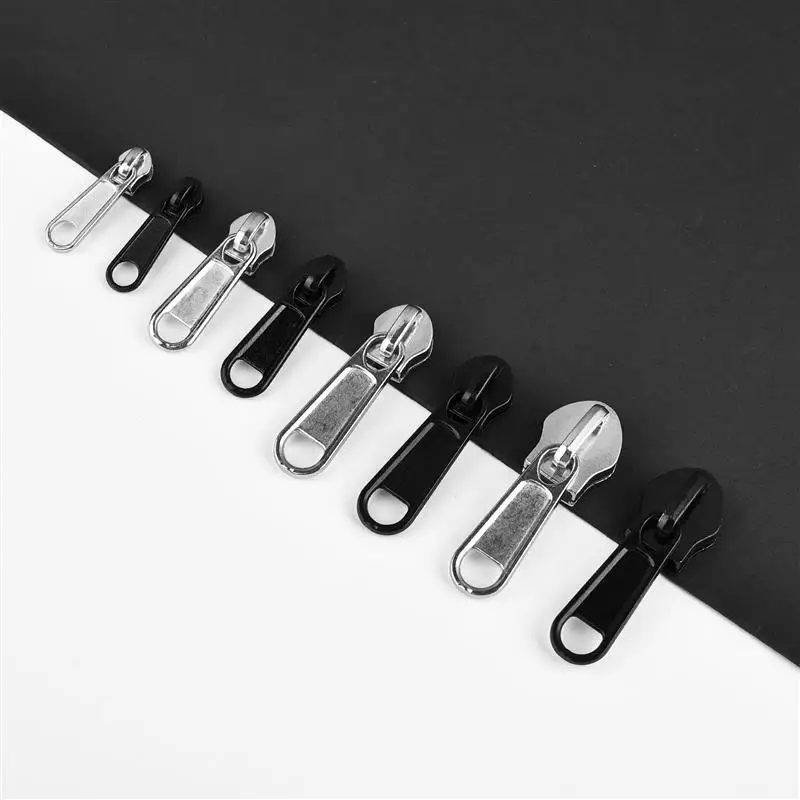 8Pcs 4 Sizes Metal Zipper Pull Universal Double-sided Nylon Zipper Pull Replacement For Luggage Mosquito Net Clothes Fix Repair