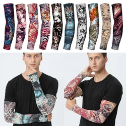 1Pair Tattood Ice Sleeve Flower Arm Seamless Ice Silk Sunscreen Sleeve Sleeve Arm Cover Riding Outdoor Arm Protection Men Women