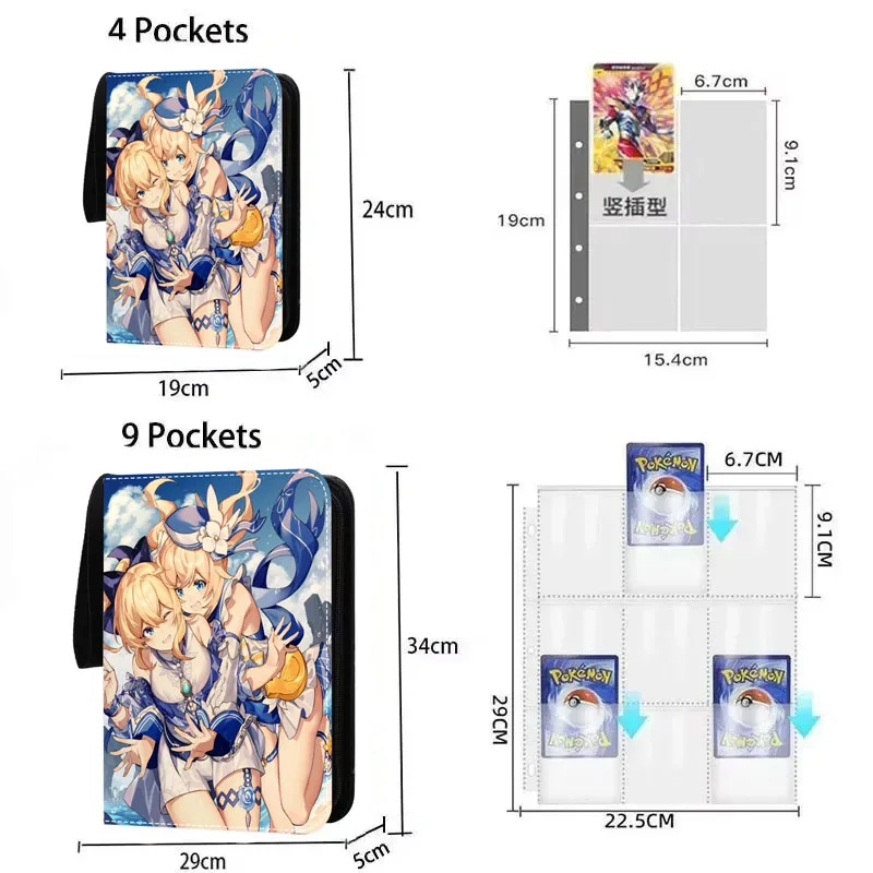 400-900pcs Card Album Book Anime Genshin Impact Collection Card Zipper Game Cards Sunny Starscout Binder Holder Kids Gifts Toys