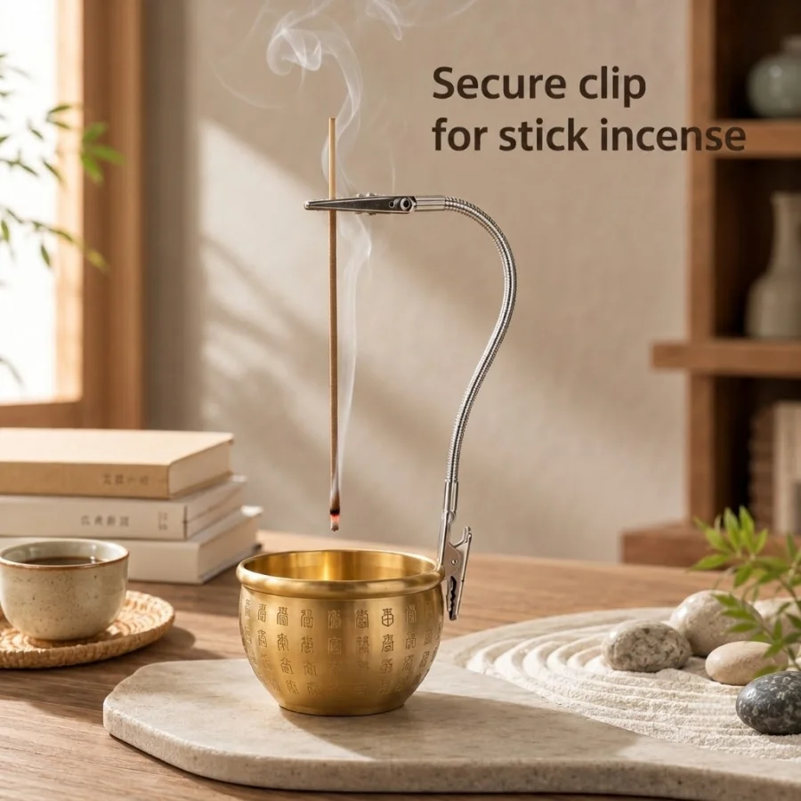 Multi-Directional Adjustable Incense Burner with Anti-Spill Ash Tray, Desktop Incense Holder for Yoga Meditation Home Decoration