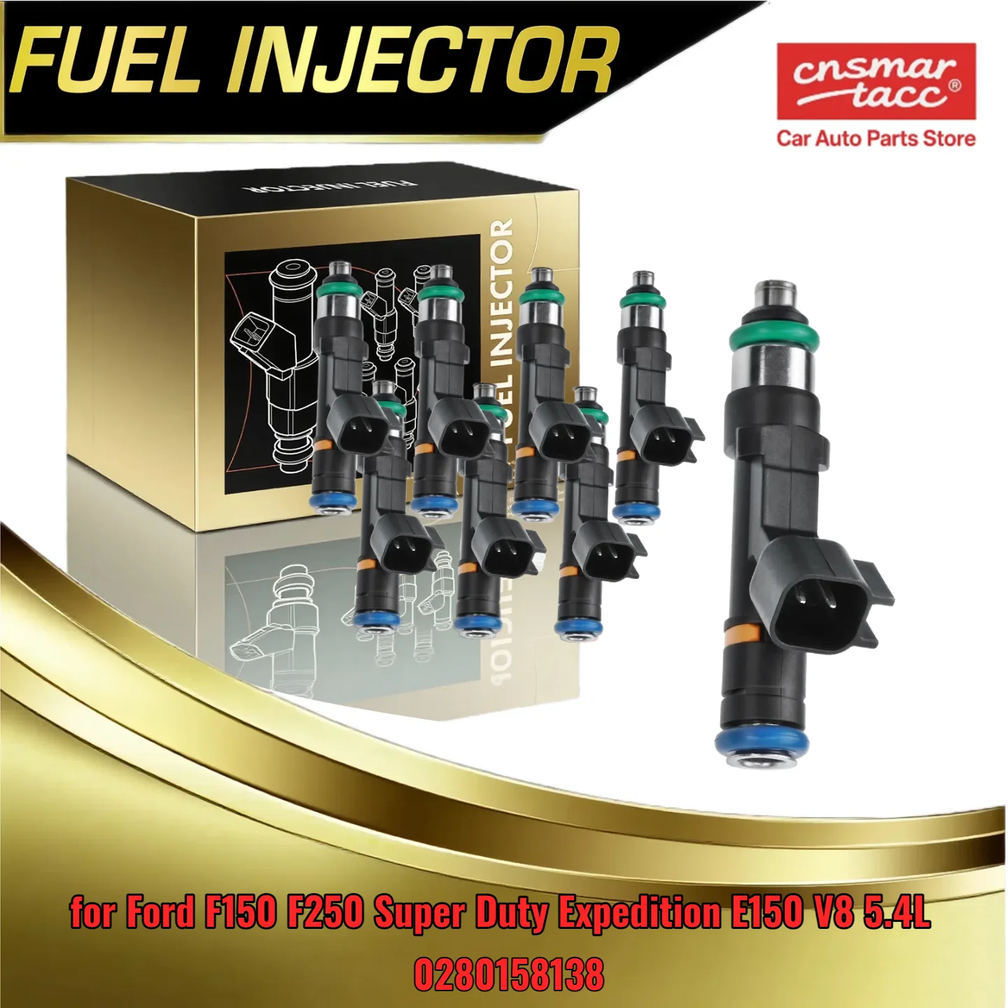 

for Ford 5.4L V8 Fuel Injectors 8Pack 0280158138 Fits F150 F250 Super Duty Expedition E150 E250 Van