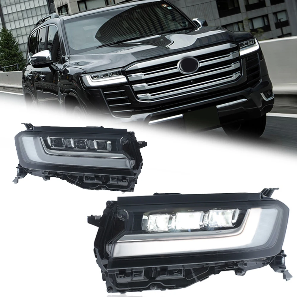 

Светодиодные фары для TOYOTA LAND CRUISER LC300 22-25, полностью светодиодные DRL, автомобильные фары в сборе, аксессуары для сигнала, модифицированная лампа