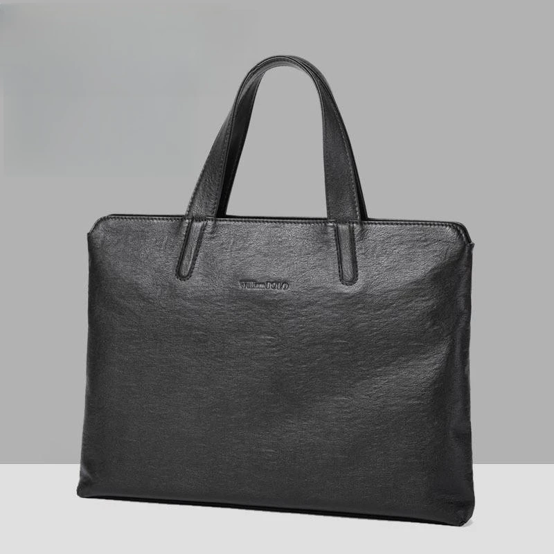 Williampolo-Maleta de couro para documentos, bolsa 100% portátil, organizadora, marca de luxo, portfólio, laptop, moda masculina