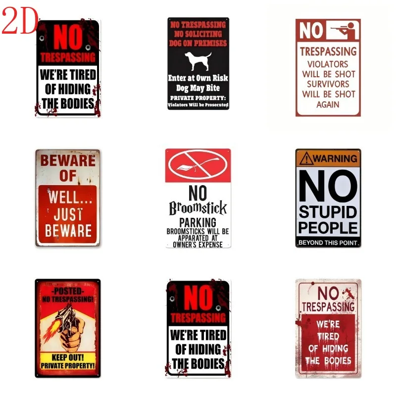 Vintage Funny No Trespassing Warning Metal Tin Sign, Retro Humorous Private Property Iron Painting Wall Art, Rustic Yard Decorat