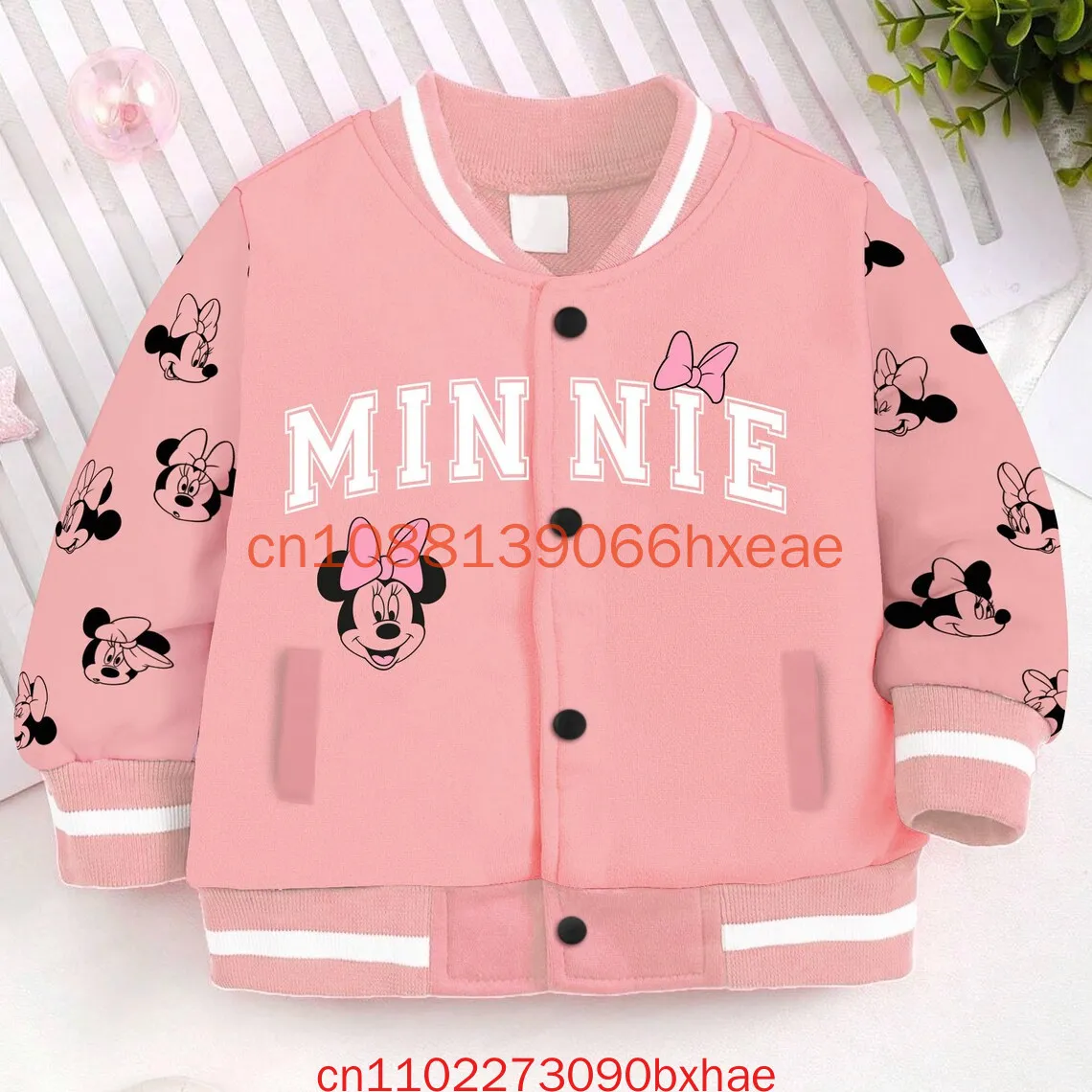 

Классическая мужская бейсбольная куртка Disney Minnie Mouse, новинка 2025 года, модная уличная детская и молодежная бейсбольная куртка на Хэллоуин