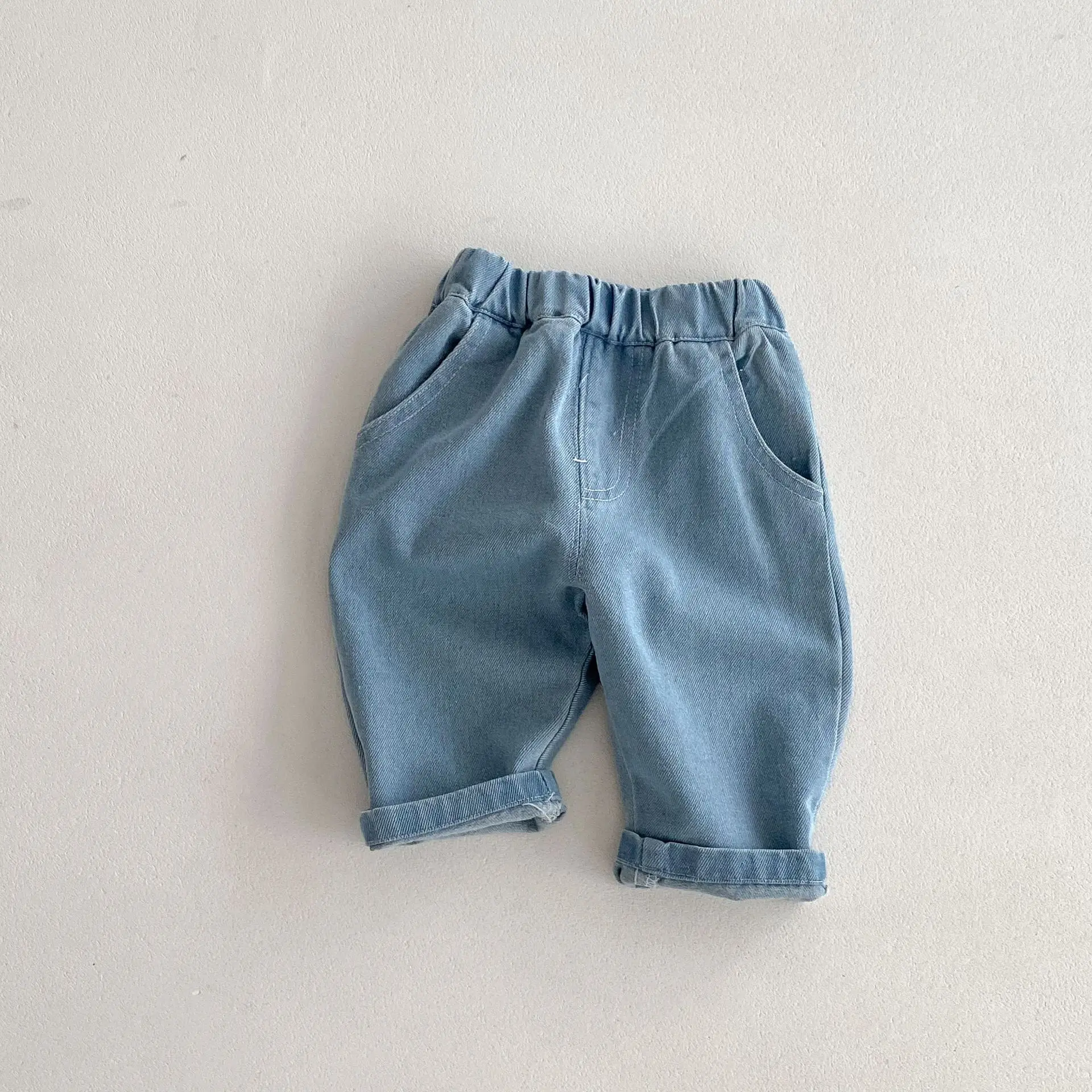0-5 Jahre Frühling Herbst Kinderhosen Koreanischer Stil Kinder-Jeans Einfarbig und Gestreift Jungen Mädchen Denim-Hosen Kinderhosen – Detail 14
