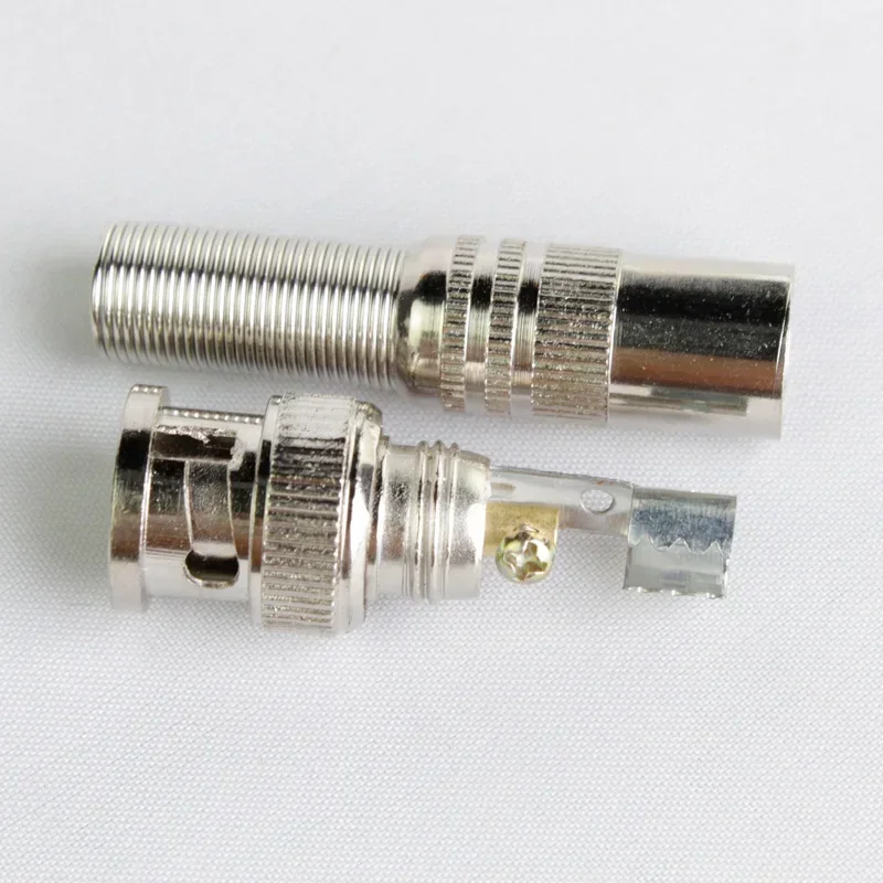 10 Pcs/lot BNC Male Connector for RG - 59 Coaxial Cable, Crimp, Cable Screwing, Brass End, For CCTV Camera Surveillance Kit