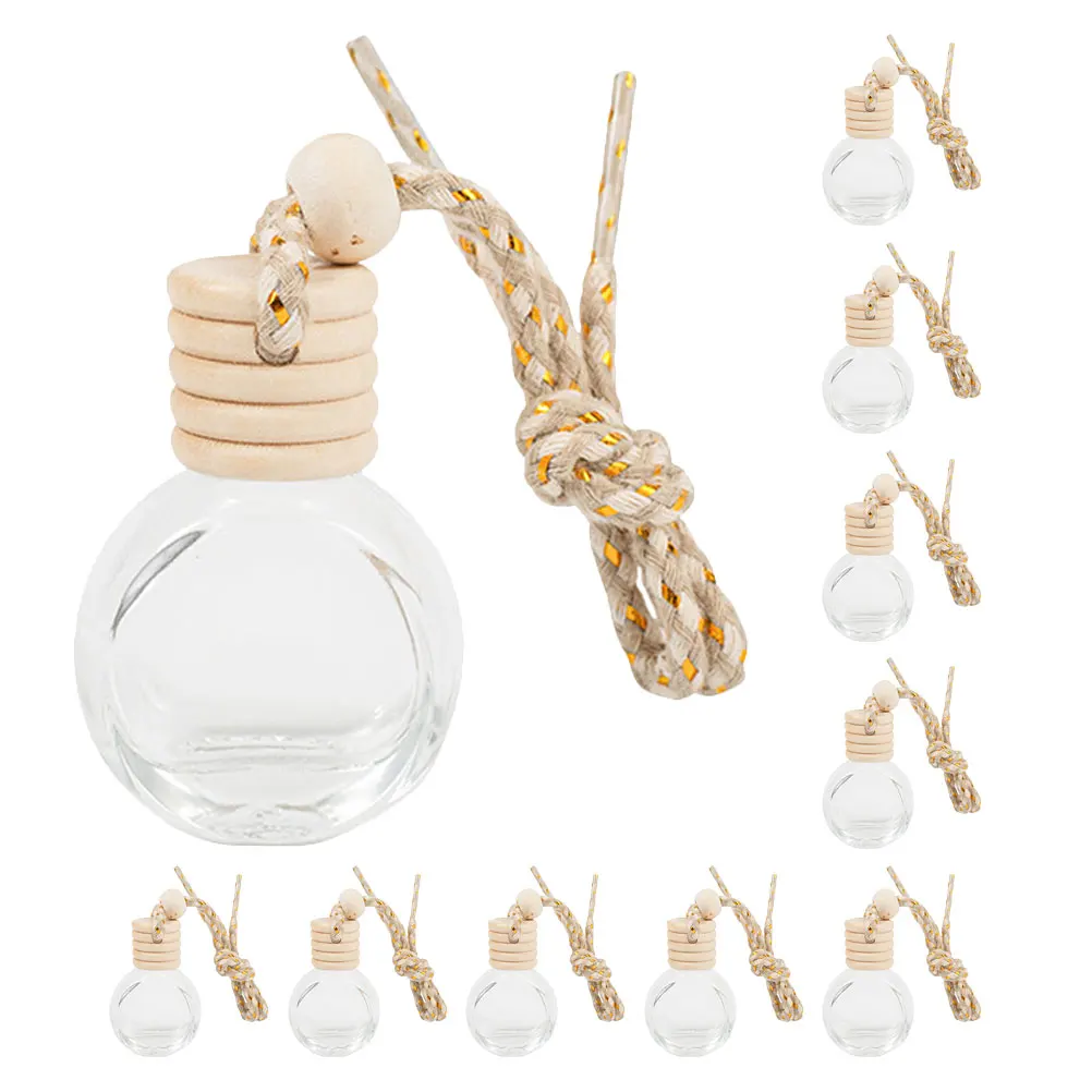 

10Pcs Elegant Car Glass Diffuser Bottles 10ml Refillable Hanging Air Freshener Perfume Pendants Car Diffuser Bottle