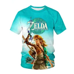 Kids Caual Zelda 3D Cartoon Game Print Summer Short Sleeved O-neck Pullover T-shirts 2-13 Years Boys Girls Leisure Top Clothes