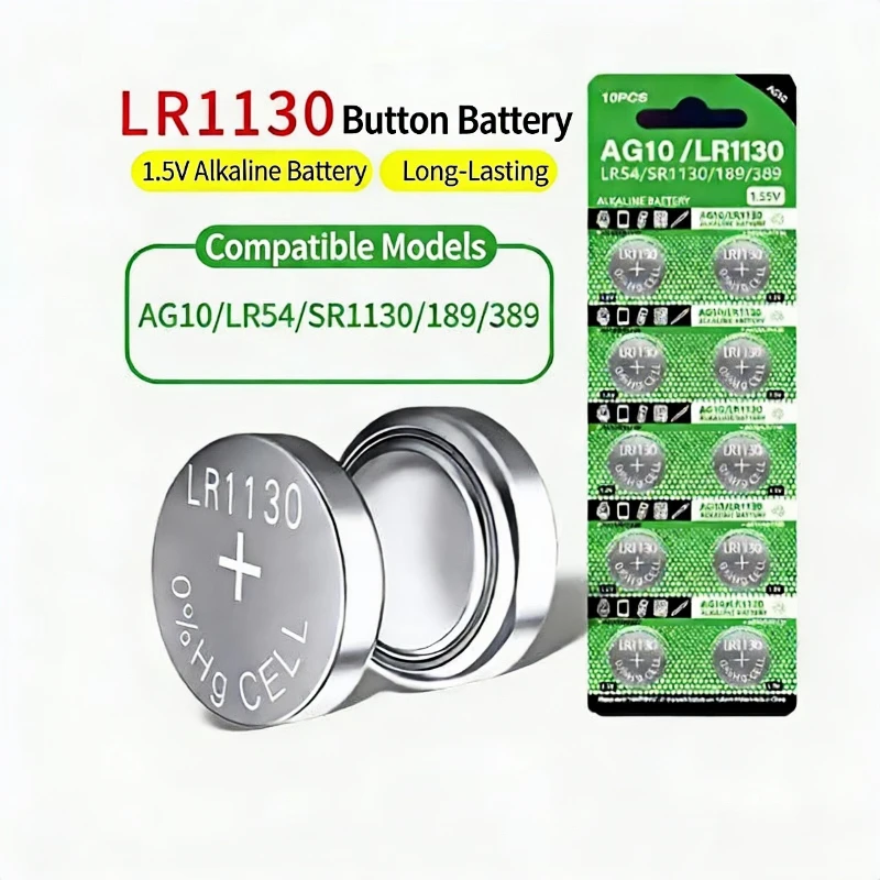 LR1130/LR44/AG13 Button Cell Batteries for Electronic Watches, AG10 Button Cell Batteries for Toys, Electronic Watches and Clock