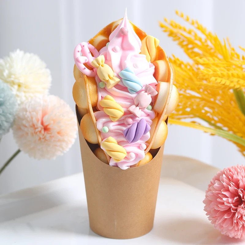 Simulation Egg Waffle Model Display Prop Fake Food Ice Cream Eggettes Puff Egg Bubble Waffle Model Window Display Decor