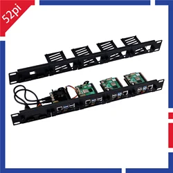 52Pi 1U Rackmount Steel Bracket Kit for Raspberry Pi 5 19 Inch 4 Slots M.2 NVMe SSD 2230/2242/2260/2280