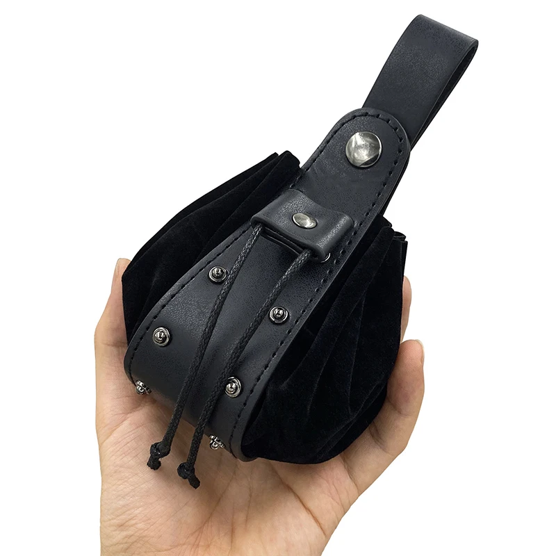 Medieval Vintage Money Pouch Bag Waist Bag Cosplay Costume Belt Accessory New Style Leather Drawstring Hanging Coin Purse